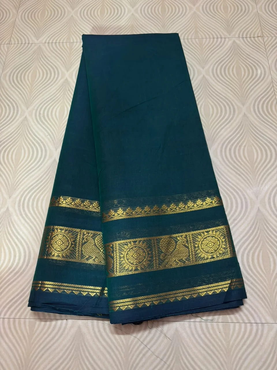 Kanchi Cotton Peacock Design Border Saree